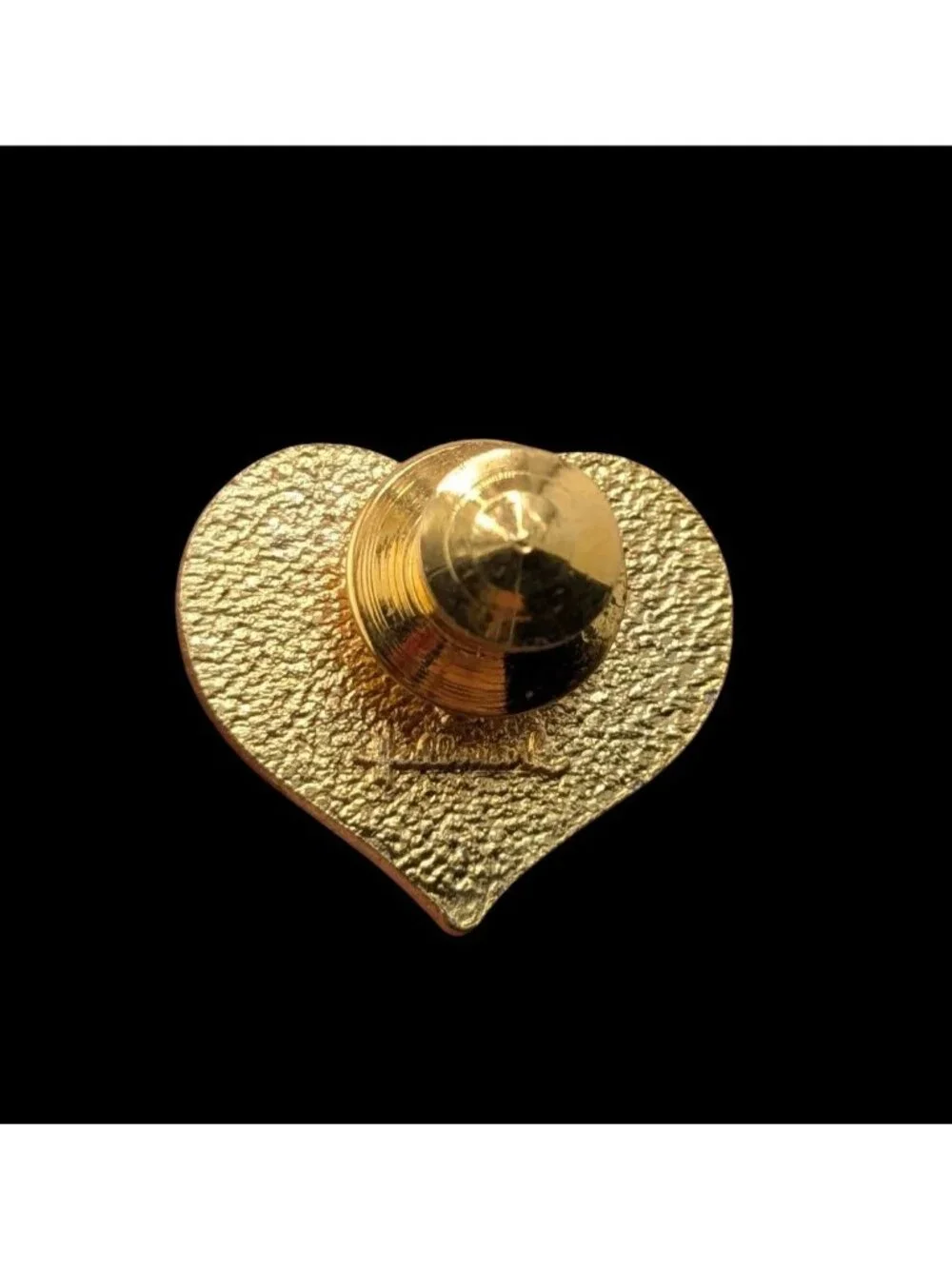 Vintage Hallmark Pin Heart Brooch Red Gold Tone Valentines Day